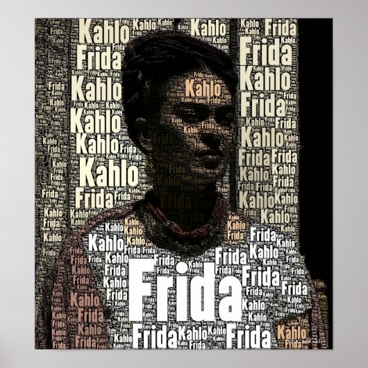 Frida Kahlo Lettering Portrait Poster (Voorkant)