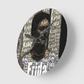 Frida Kahlo Lettering Portrait Ronde Klok (Hoek)