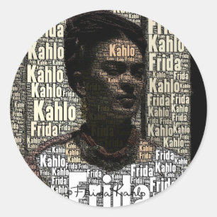 Frida Kahlo Lettering Portrait Ronde Sticker