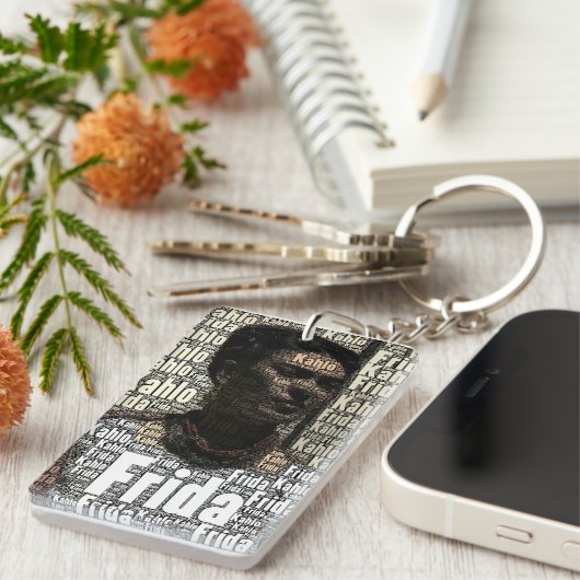 Frida Kahlo Lettering Portrait Sleutelhanger (Voorkant Rechts)