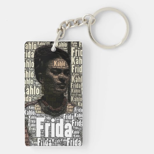 Frida Kahlo Lettering Portrait Sleutelhanger (achterkant)