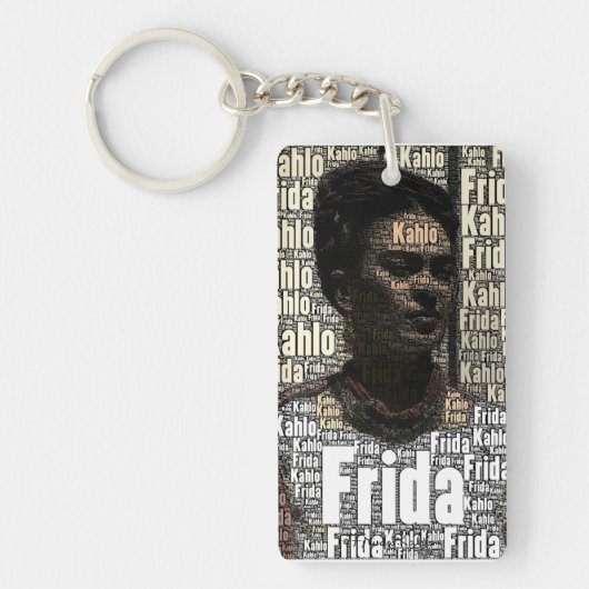 Frida Kahlo Lettering Portrait Sleutelhanger (Voorkant)