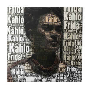 Frida Kahlo Lettering Portrait Tegeltje