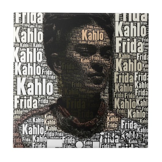 Frida Kahlo Lettering Portrait Tegeltje (Voorkant)