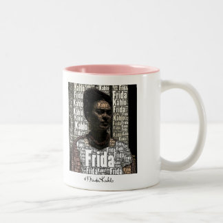 Frida Kahlo Lettering Portrait Tweekleurige Koffiemok