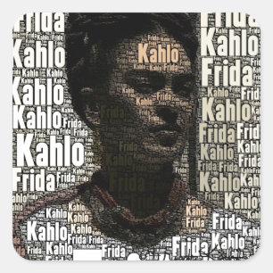 Frida Kahlo Lettering Portrait Vierkante Sticker