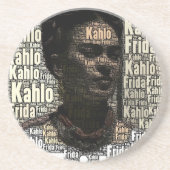 Frida Kahlo Lettering Portrait Zandsteen Onderzetter (Voorkant)