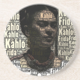 Frida Kahlo Lettering Portrait Zandsteen Onderzetter