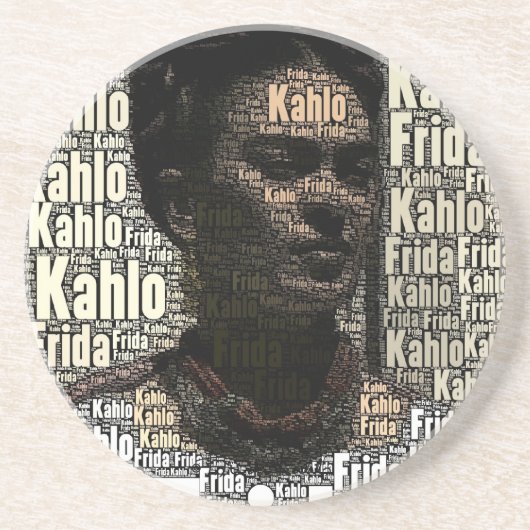 Frida Kahlo Lettering Portrait Zandsteen Onderzetter (Voorkant)