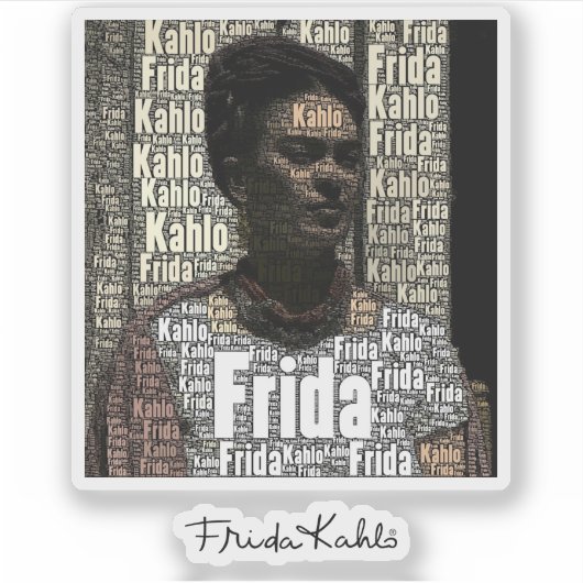 Frida Kahlo Lettering Portret 2 Sticker (Voorkant)