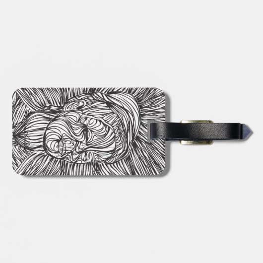 Frida Kahlo Lines Portrait Bagagelabel (Achterkant horizontaal)