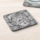 Frida Kahlo Lines Portrait Bier Onderzetter (Linkerzijde)