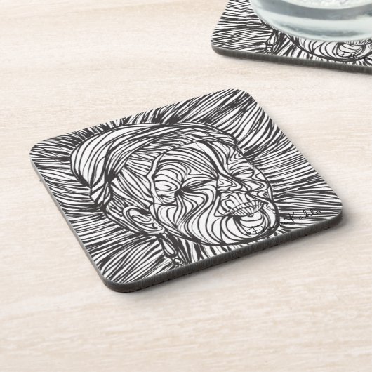 Frida Kahlo Lines Portrait Bier Onderzetter (Linkerzijde)