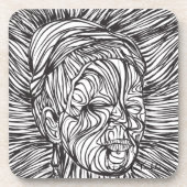 Frida Kahlo Lines Portrait Bier Onderzetter (Voorkant)