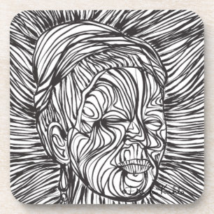 Frida Kahlo Lines Portrait Bier Onderzetter