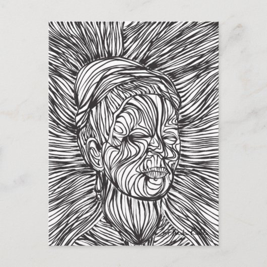 Frida Kahlo Lines Portrait Briefkaart (Voorkant)