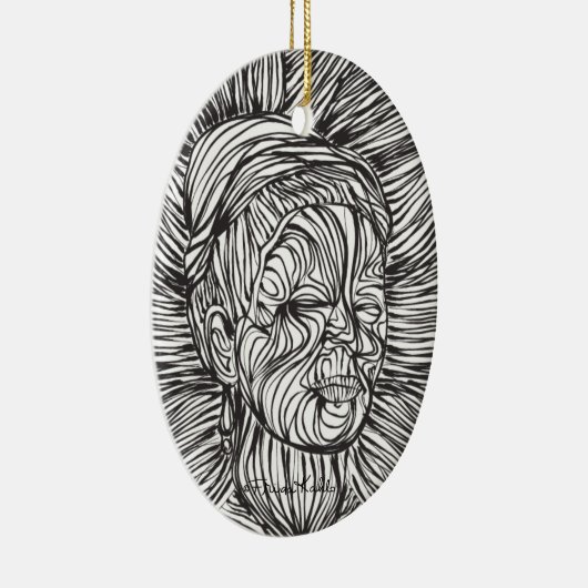 Frida Kahlo Lines Portrait Keramisch Ornament (Rechts)