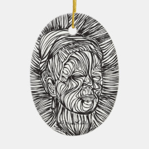 Frida Kahlo Lines Portrait Keramisch Ornament