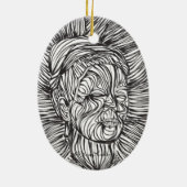 Frida Kahlo Lines Portrait Keramisch Ornament (Achterkant)