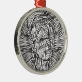Frida Kahlo Lines Portrait Metalen Ornament (Rechts)