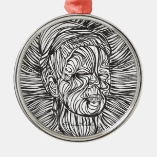 Frida Kahlo Lines Portrait Metalen Ornament