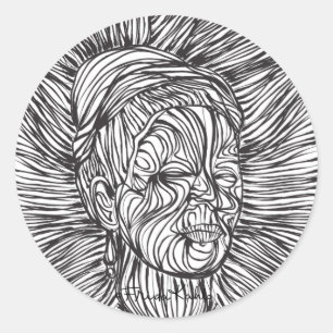 Frida Kahlo Lines Portrait Ronde Sticker