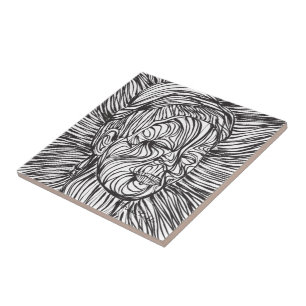 Frida Kahlo Lines Portrait Tegeltje