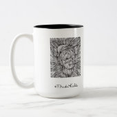 Frida Kahlo Lines Portrait Tweekleurige Koffiemok (Links)