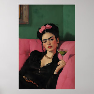 Frida Kahlo Martini Kunstprint, Feministische Bar Poster