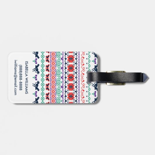 Frida Kahlo | Mexicaans patroon Bagagelabel (Achterkant horizontaal)