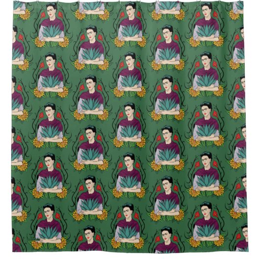 Frida Kahlo | Mi Mexico Lindo Pattern Douchegordijn (Voorkant)