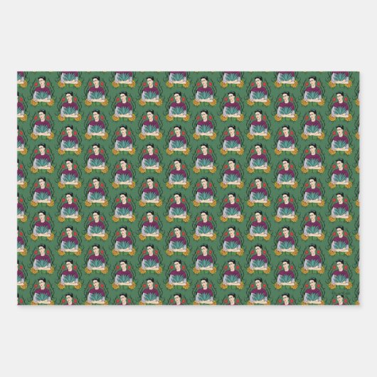 Frida Kahlo | Mi Mexico Lindo Pattern Inpakpapier Vel (Voorkant 3)