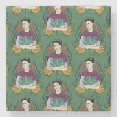 Frida Kahlo | Mi Mexico Lindo Pattern Stenen Onderzetter (Voorkant)