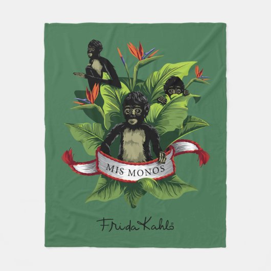 Frida Kahlo | Mis Monos Fleece Deken (Voorkant)