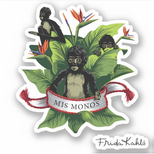 Frida Kahlo | Mis Monos Sticker (Voorkant)
