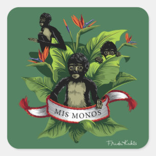 Frida Kahlo   Mis Monos Vierkante Sticker