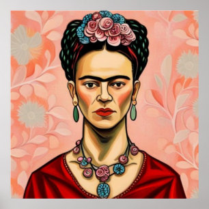 Frida Kahlo model met bloemen in haar haar Poster