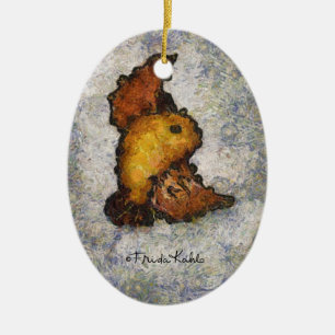 Frida Kahlo Monet Style Bird Painting Keramisch Ornament