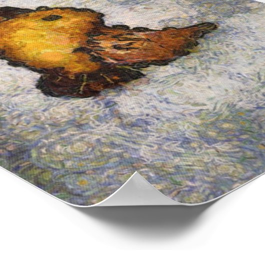 Frida Kahlo Monet Style Bird Painting Poster (Hoek)