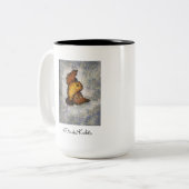 Frida Kahlo Monet Style Bird Painting Tweekleurige Koffiemok (Voorkant links)