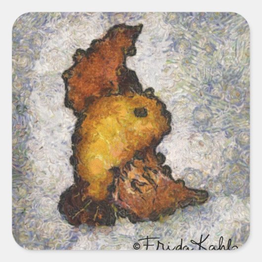 Frida Kahlo Monet Style Bird Painting Vierkante Sticker (Voorkant)