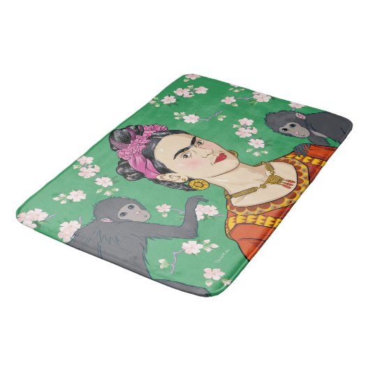 Frida Kahlo Monkey Graphic Badmat (Gekanteld)