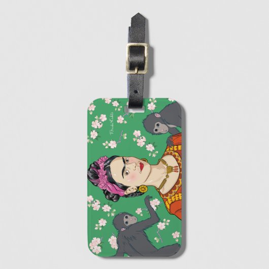 Frida Kahlo Monkey Graphic Bagagelabel (Voorkant (verticaal))