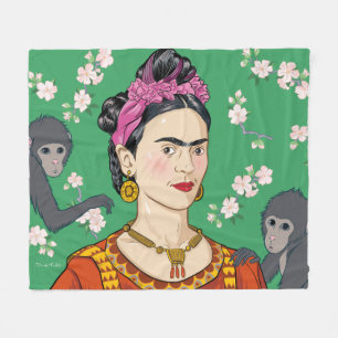 Frida Kahlo Monkey Graphic Fleece Deken
