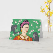 Frida Kahlo Monkey Graphic Kaart (Gele Bloem)