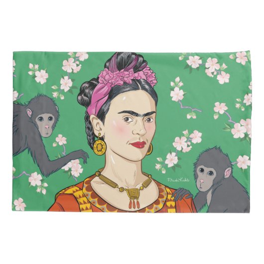 Frida Kahlo Monkey Graphic Kussensloop (Achterkant-Links)