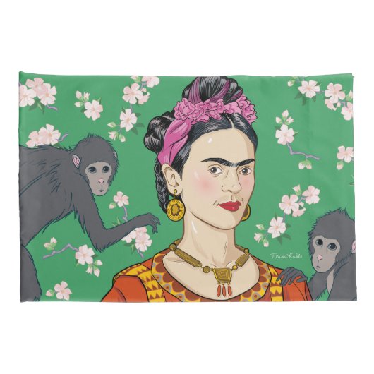 Frida Kahlo Monkey Graphic Kussensloop (Achterkant-Rechts)