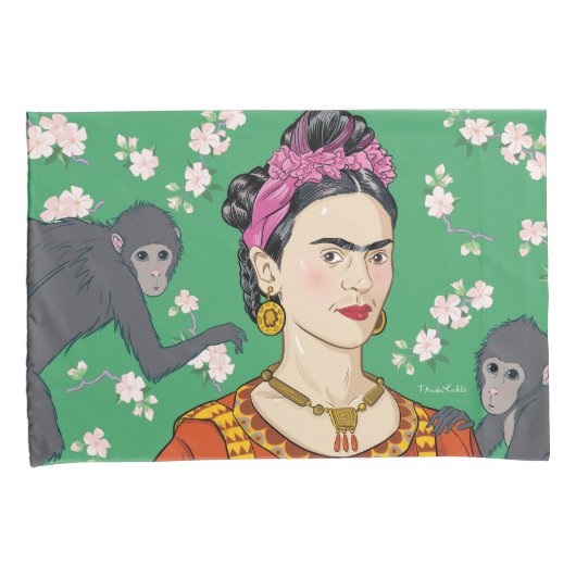 Frida Kahlo Monkey Graphic Kussensloop (Voorkant-Rechts)