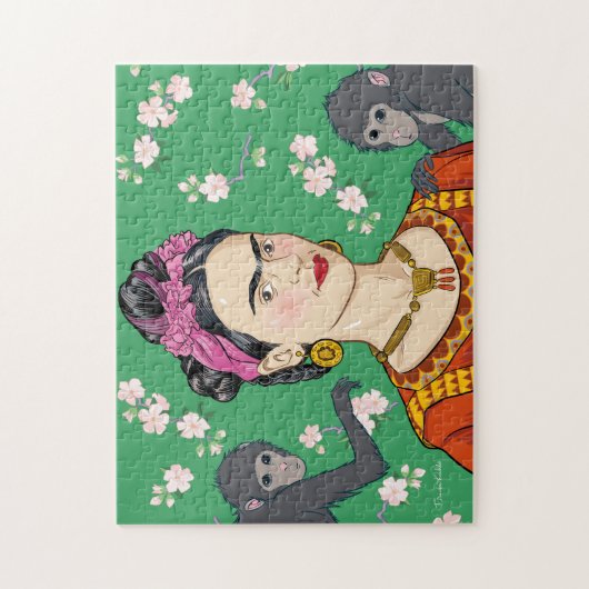 Frida Kahlo Monkey Graphic Legpuzzel (Verticaal)