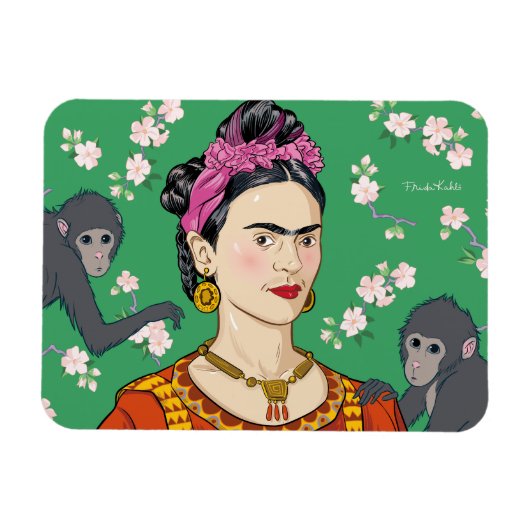 Frida Kahlo Monkey Graphic Magneet (Horizontaal)